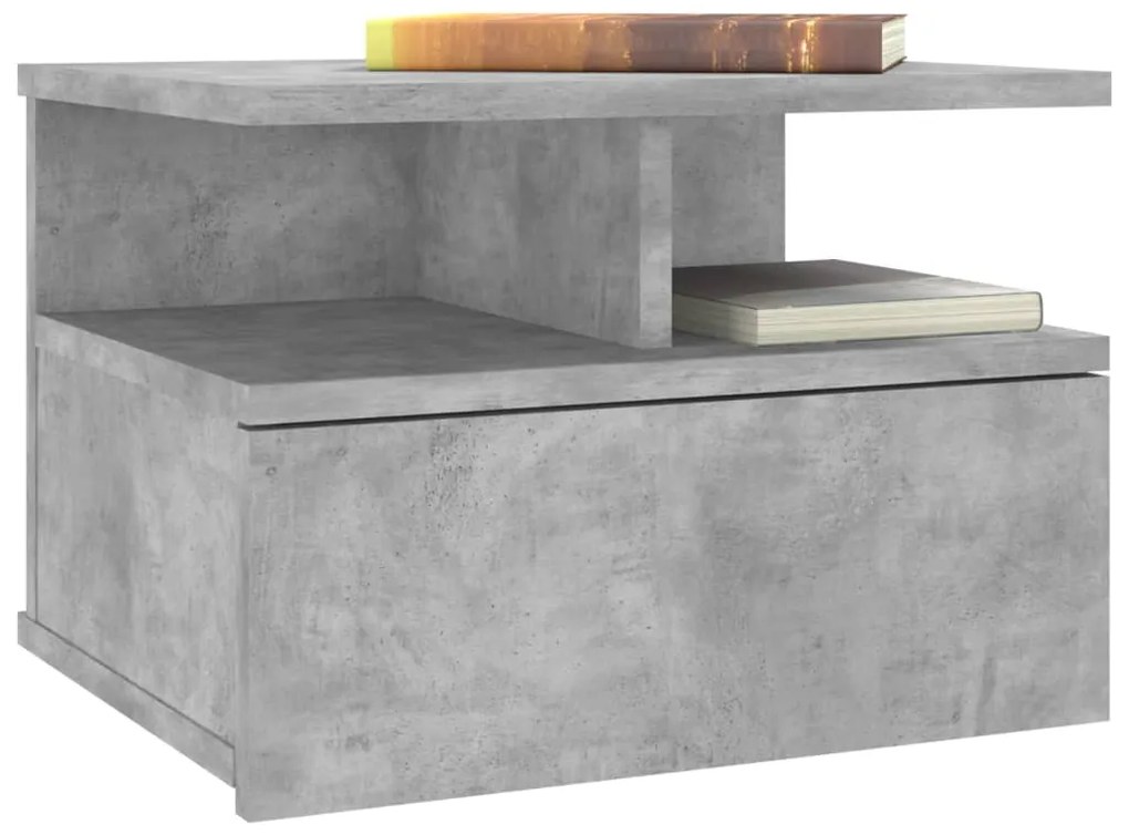 Mesa cabeceira suspensa 2pcs derivados madeira cinzento cimento