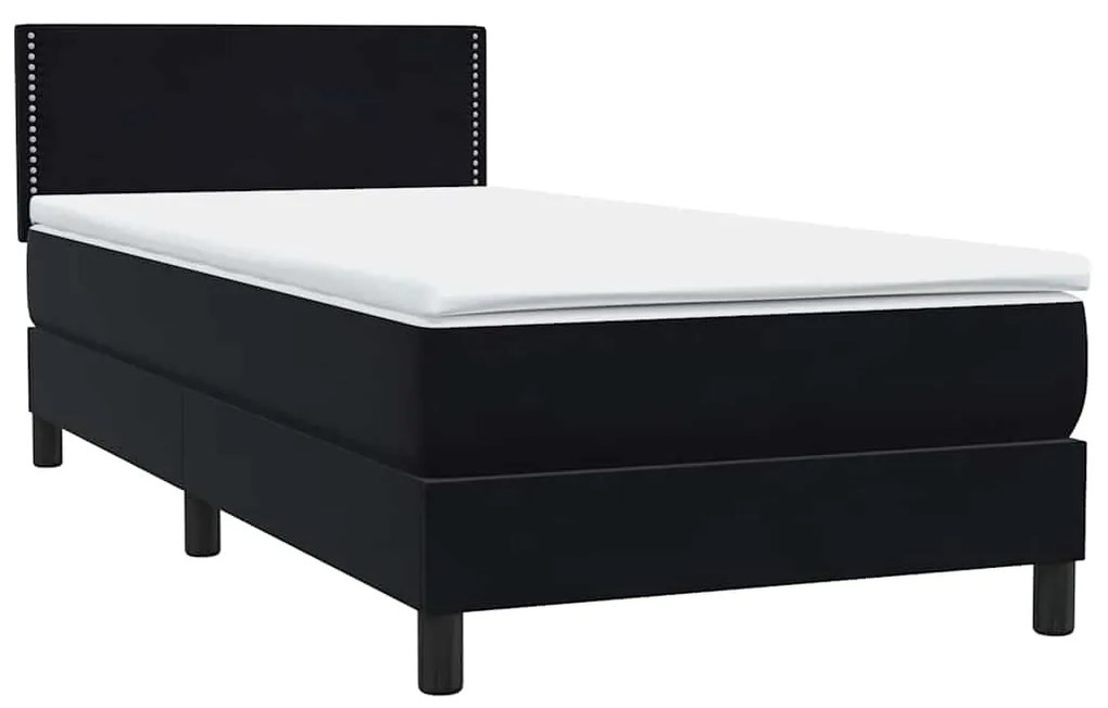 Cama com molas/colchão 80x220 cm veludo preto