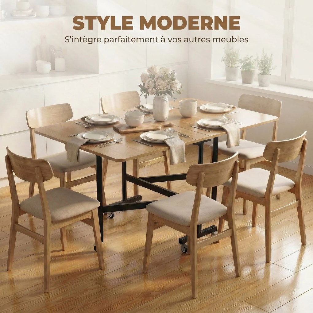 Mesa de Jantar Dobrável com Rodas, 120 x 80 x 73 cm (CADEIRAS NÃO INCLUIDAS), 2 Abas Rebatíveis, Branco