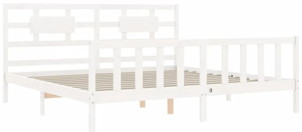 Cama sem colchão 200x200 cm madeira de pinho maciça branco