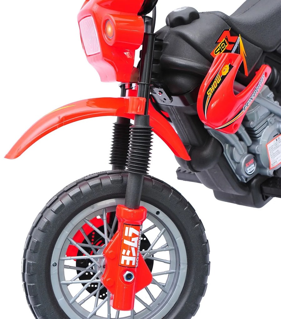 Mota Elétrica para Crianças Bateria 6V para Crianças acima de 3 a 5 Anos até 25kg com Rodas de Apoio 102x53x66 cm Vermelho e Preto