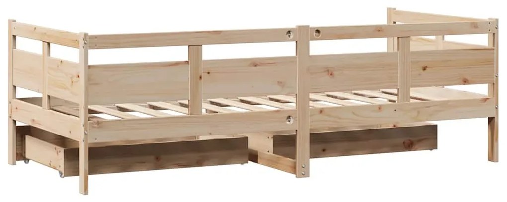 Sofá-cama com gavetas 90x190 cm madeira de pinho maciça