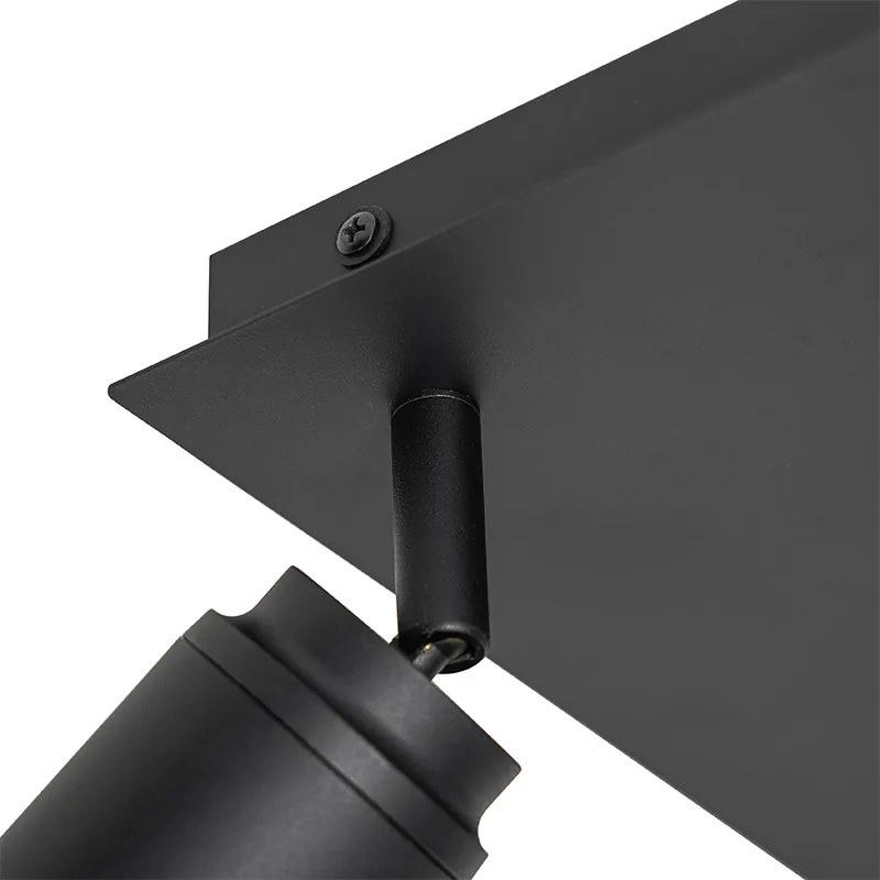Foco de teto moderno preto quadrado 3 luzes IP44 - Ducha Moderno