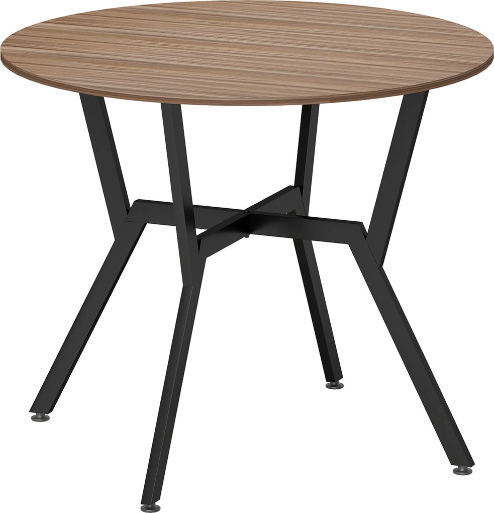 HOMCOM Mesa de Cozinha Redonda Mesa de Jantar Estilo Industrial com Bancada de Madeira e Estrutura de Aço Ø90x76 cm Marrom e Preto | Aosom Portugal