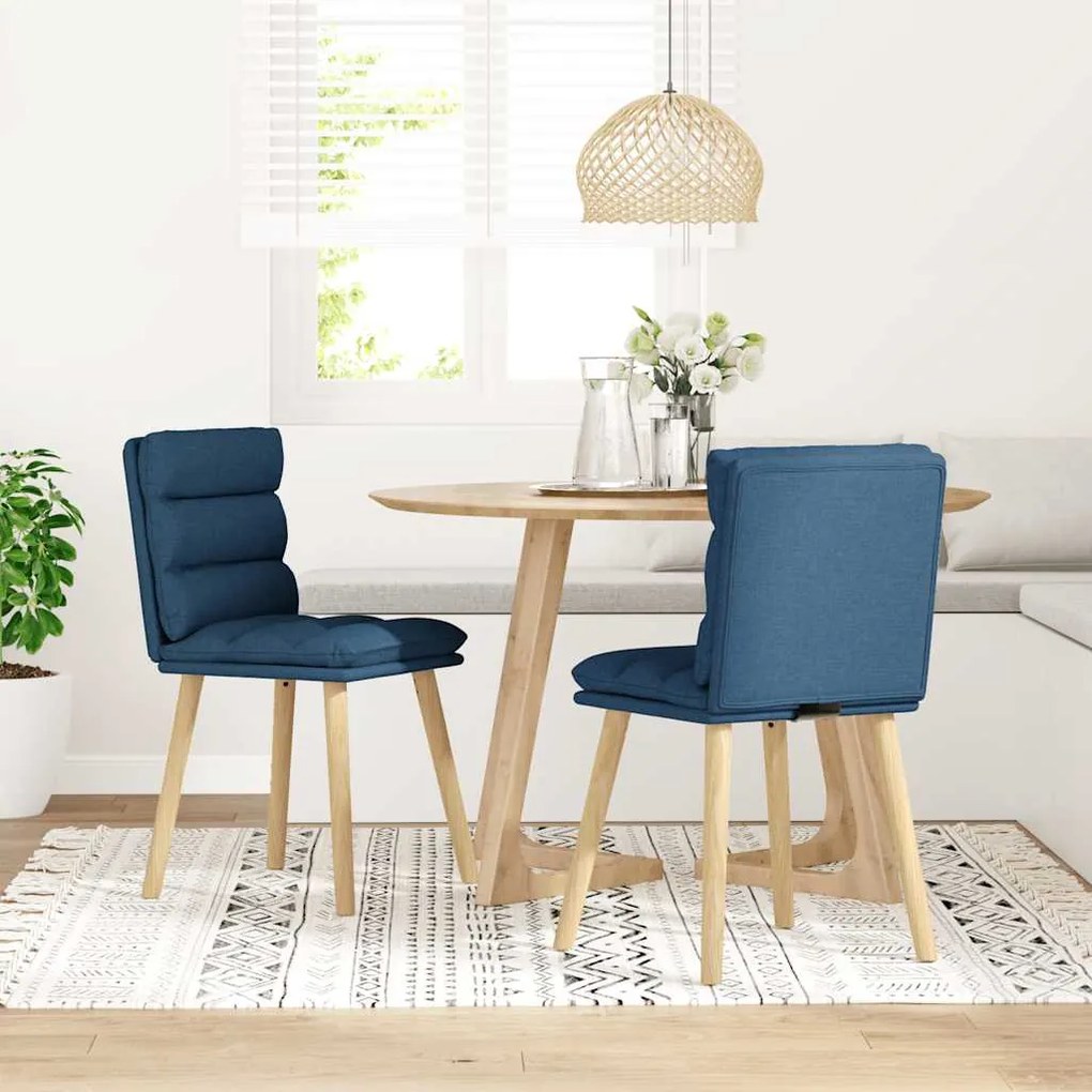 Cadeiras de jantar 2 pcs tecido azul