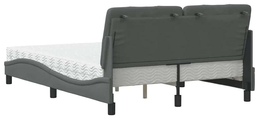 Cama com colchão 120x200 cm tecido cinzento-escuro