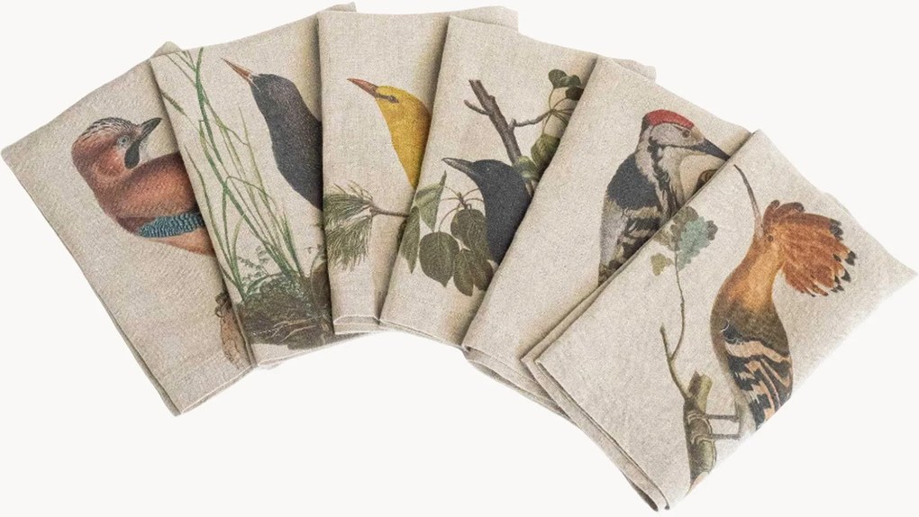 Guardanapos em linho Woodland Birds, conjunto de 6