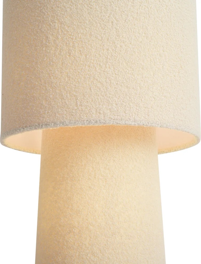 Candeeiro de pé Japandi bege tecido teddy 2-luzes - Trompet