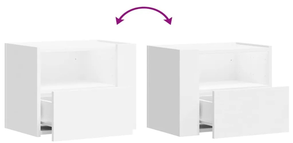 Mesa de cabeceira de parede 45x30x35 cm branco