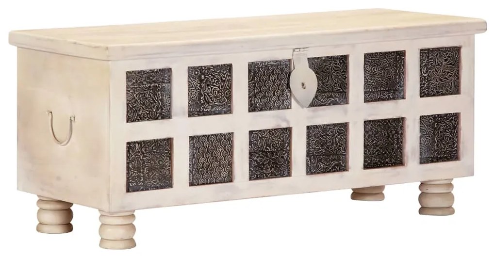 247670 vidaXL Caixa de arrumação 110x40x45 cm madeira de acácia maciça branco