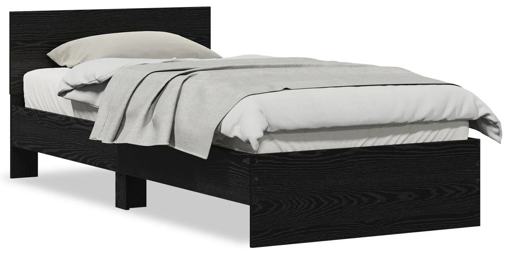 Estrutura de Cama Carvalho Preto 90x190 cm Madeira Engenharia