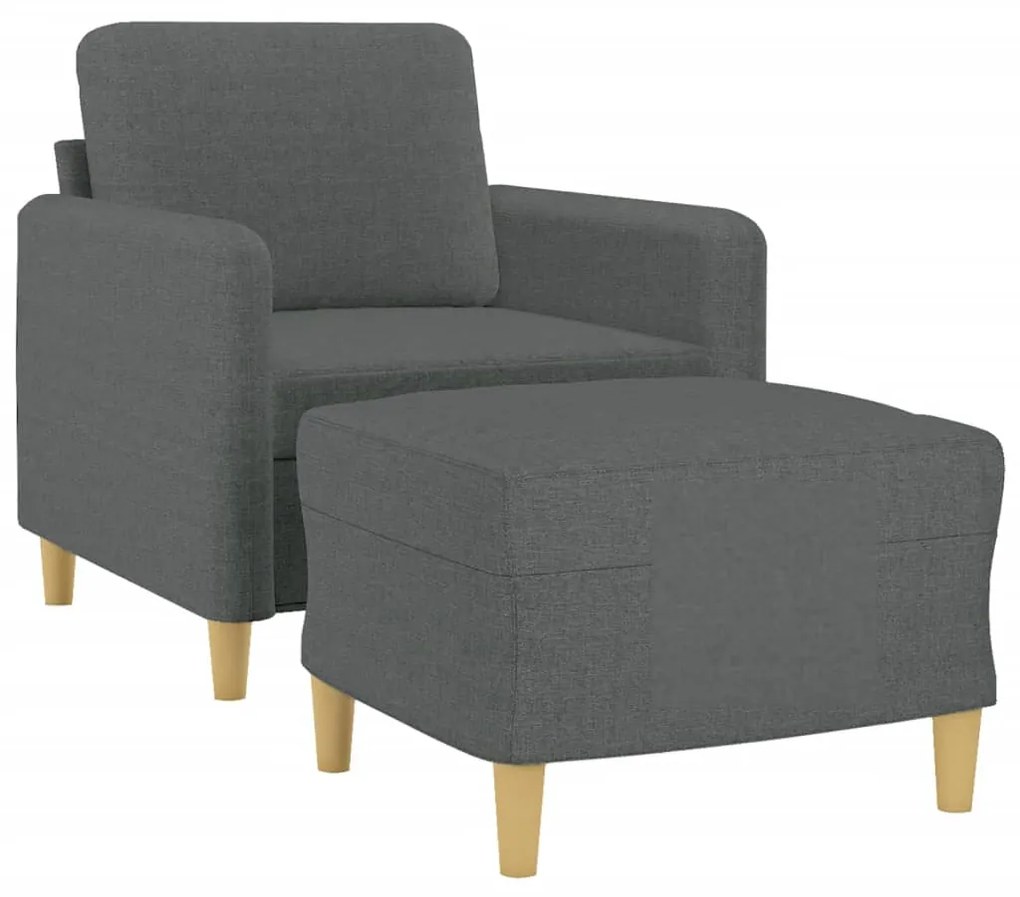 Poltrona com apoio de pés 60 cm tecido cinzento-escuro