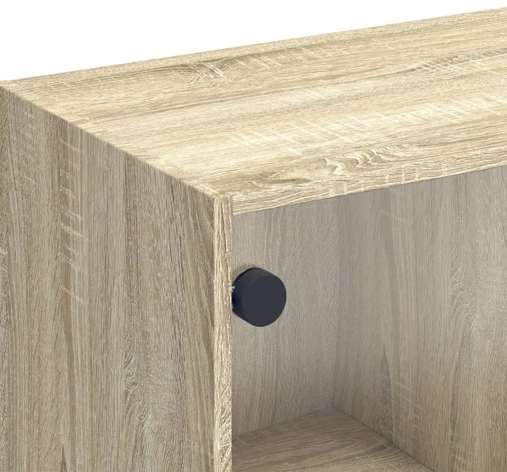 Móvel de TV c/ portas de vidro 102x37x42 cm carvalho sonoma