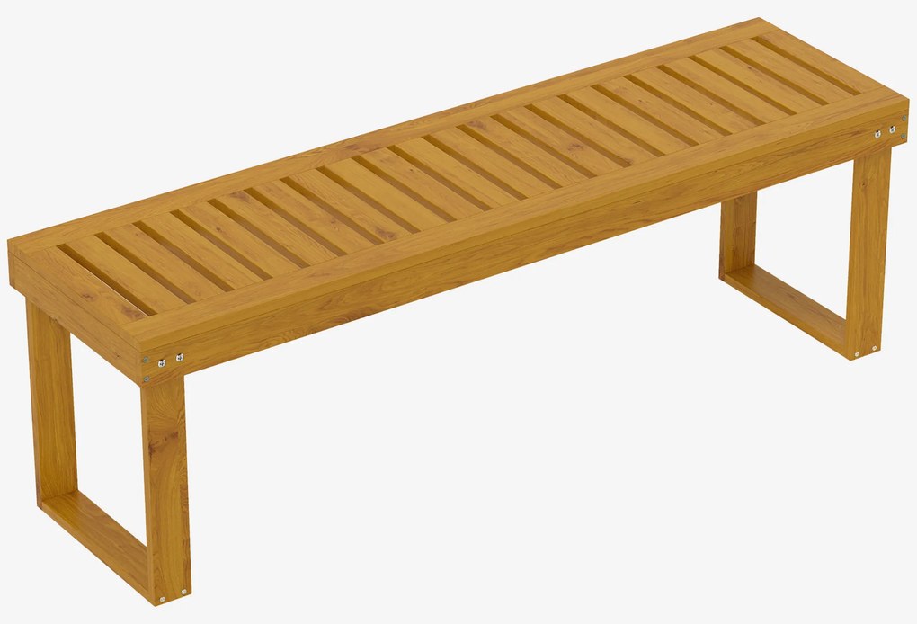 Outsunny Banco de Jardim Banco em Madeira de Pinho 2 Lugares Banquinho de Jardim Assento em Ripas 132x34x43 cm Madeira Natural | Aosom Portugal