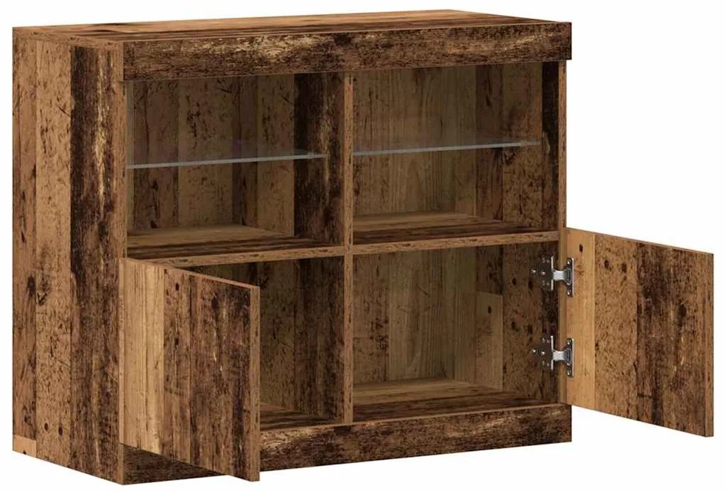Aparador com Luzes LED Madeira Velha 81x37x67 cm