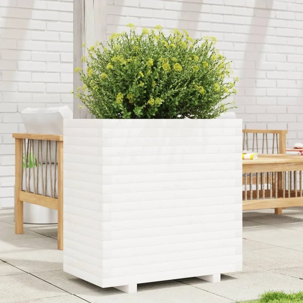 Vaso/floreira de jardim 70x40x72,5 cm pinho maciço branco