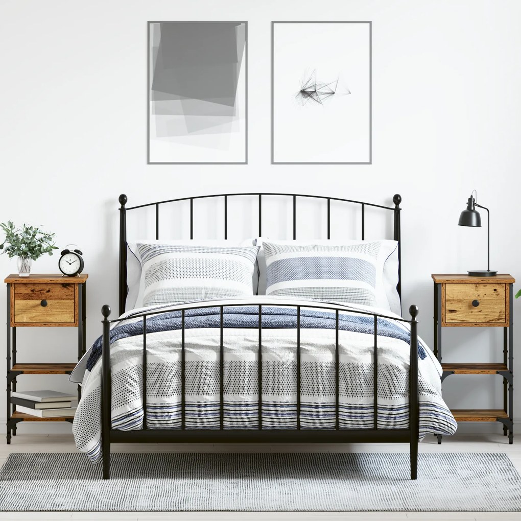 vidaXL Criados-Mudos 2 pcs Madeira Antiga 34x36x70 cm Madeira Engenharia