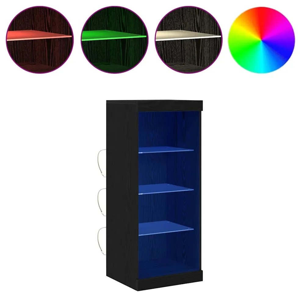 Buffet com Luzes LED Carvalho Preto 41x37x100 cm