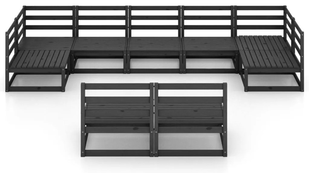 9 pcs conjunto lounge de jardim pinho maciço