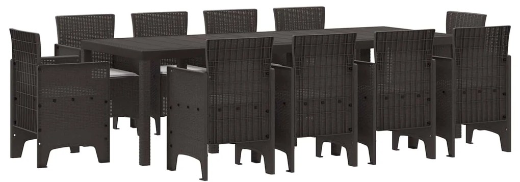 vidaXL Conjunto de Jantar para Jardim 11 pcs Castanho Polipropileno