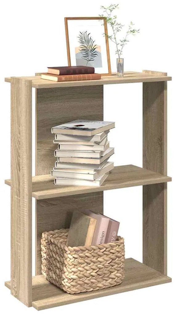 vidaXL Estante 3 camadas carvalho sonoma 60x30x80cm madeira trabalhada