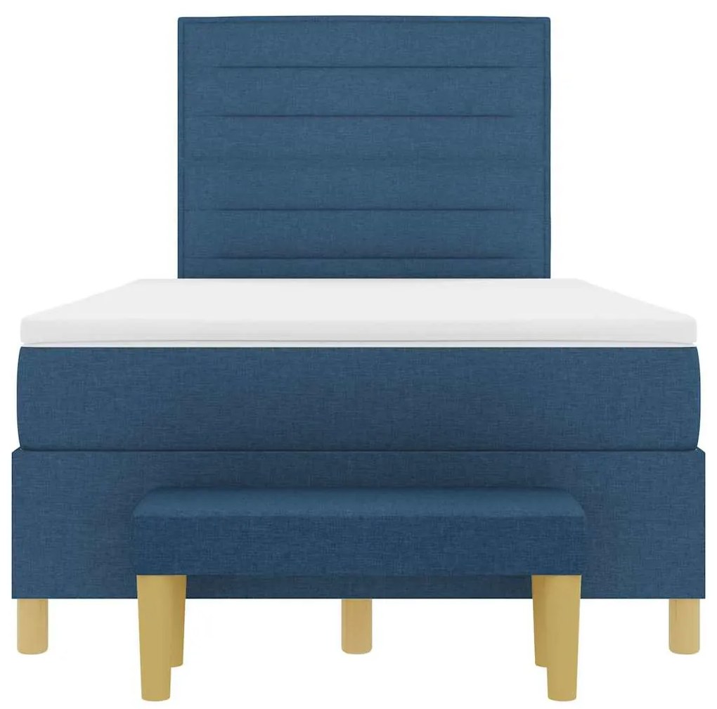 Cama Box Spring com Colchão &amp; Banco Azul 120x200 cm Tecido