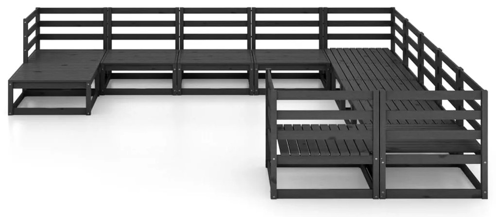 11 pcs conjunto lounge de jardim pinho maciço