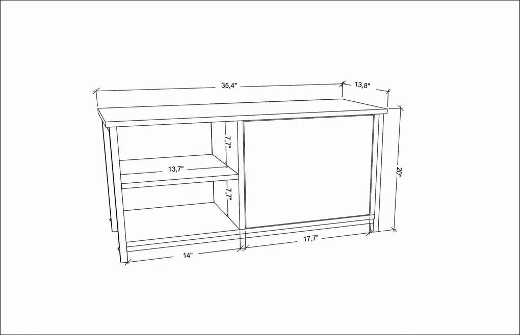 Móvel TV Muskegon – Dourado e Antracite – 89,6 x 35,3 x 50,8 cm