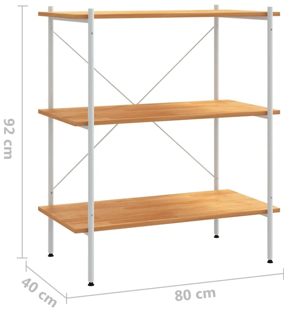 Unidade com 3 prateleiras 80x40x92 cm branco/cor de carvalho