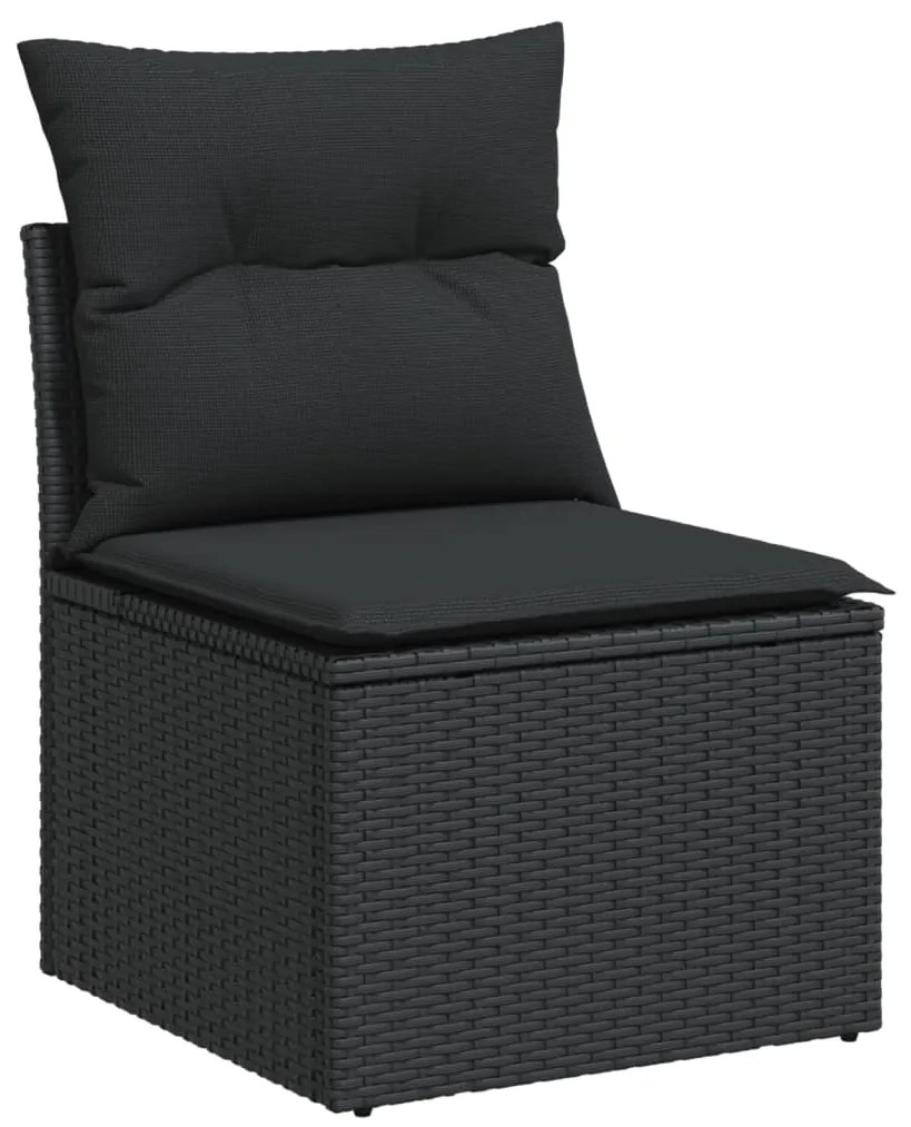 12 pcs conjunto de sofás de jardim c/ almofadões vime PE preto