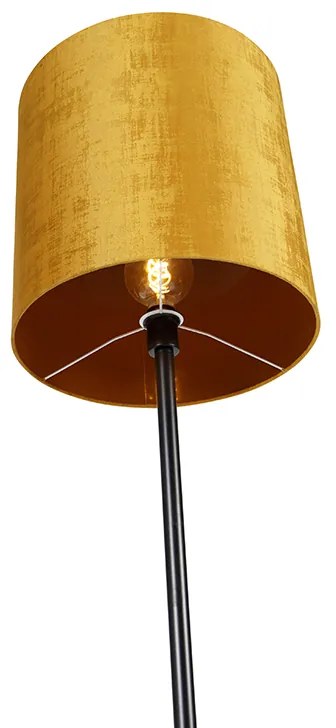 Candeeiro de pé clássico com cúpula preta e dourado 40 cm - Simplo Clássico / Antigo