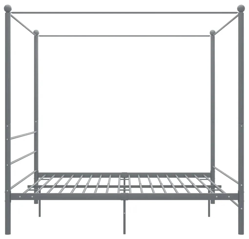 Estrutura de cama com dossel 180x200 cm metal cinzento