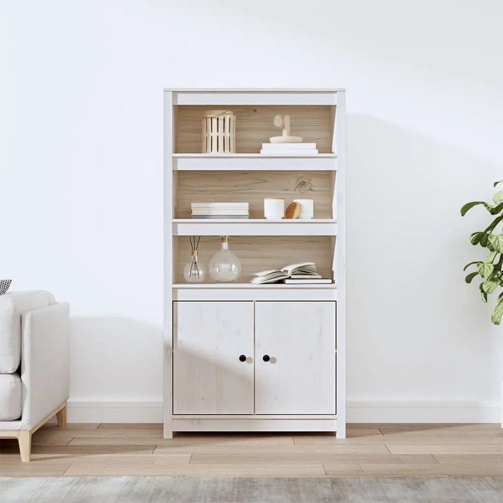 823520 vidaXL Aparador alto 80x35x154 cm madeira de pinho maciça branco