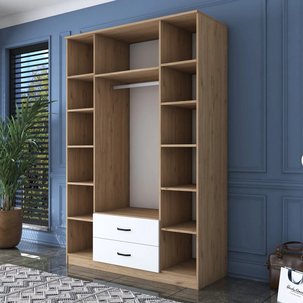Guarda-Roupa BA131 – Nogueira e Branco – 210x210x51,5 cm