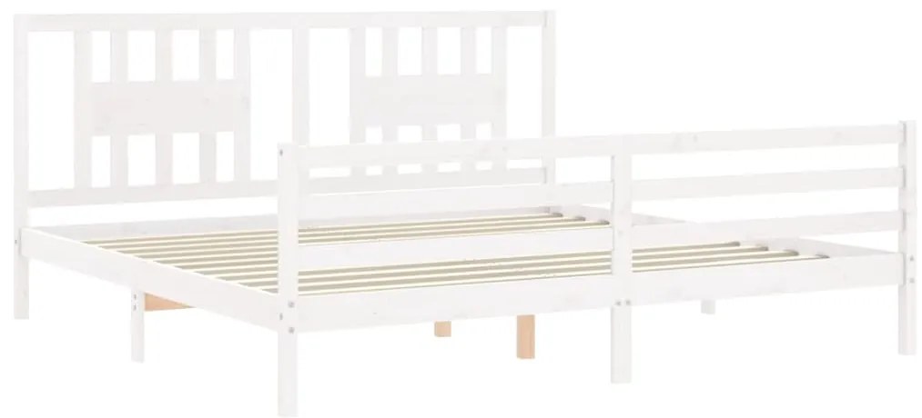 Estrutura de cama com cabeceira 200x200cm madeira maciça branco