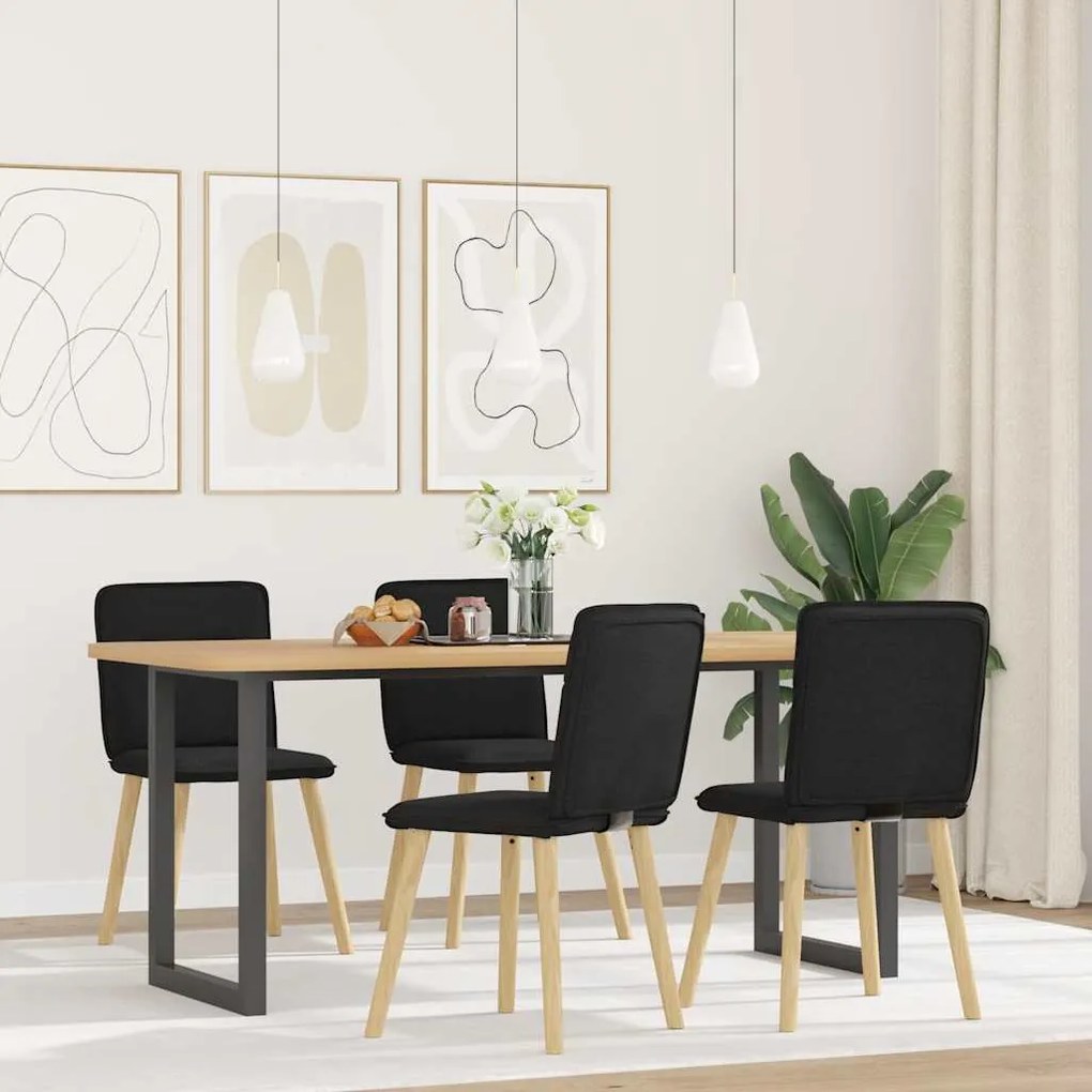 vidaXL Cadeiras de jantar 4 pcs tecido preto