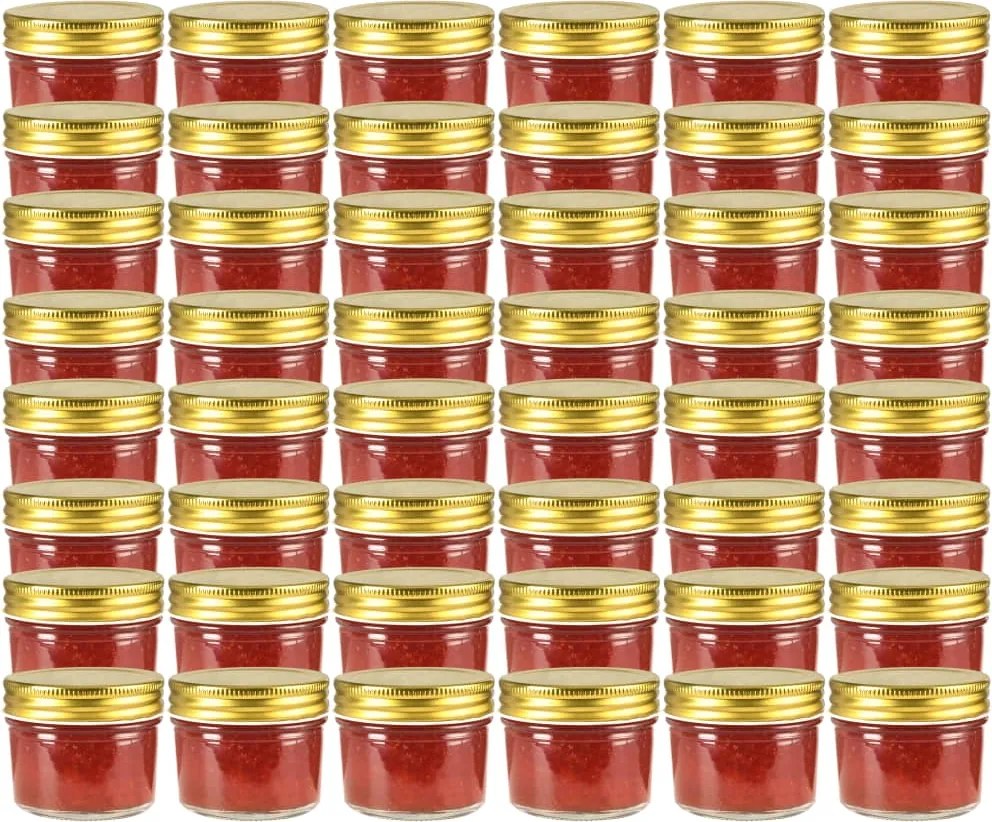 vidaXL Frascos de vidro com tampas douradas 48 pcs 110 ml
