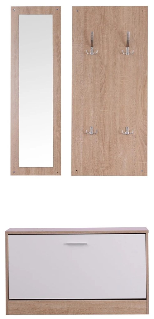 Conjunto de Sapateira, Cabide e Espelho Lennus - Design Moderno