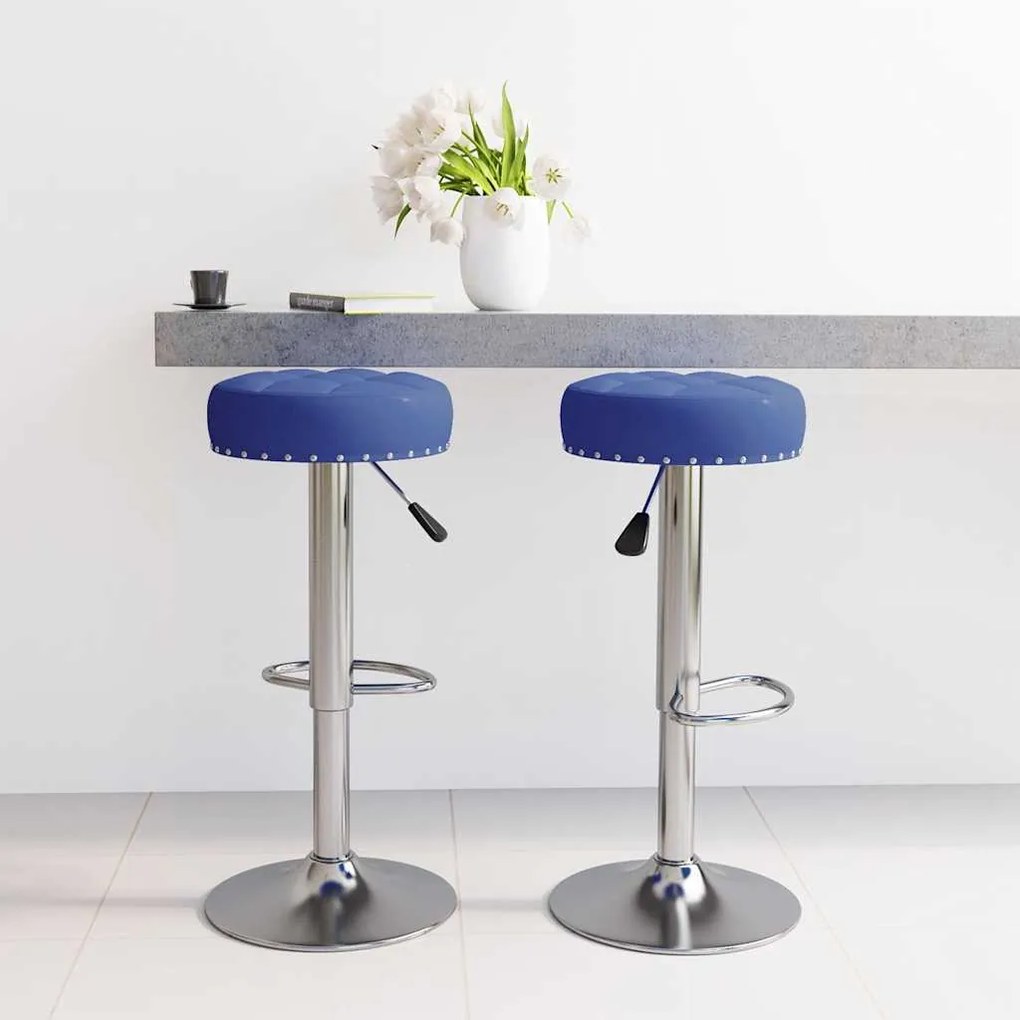 vidaXL Bancos de bar 2 pcs tecido azul
