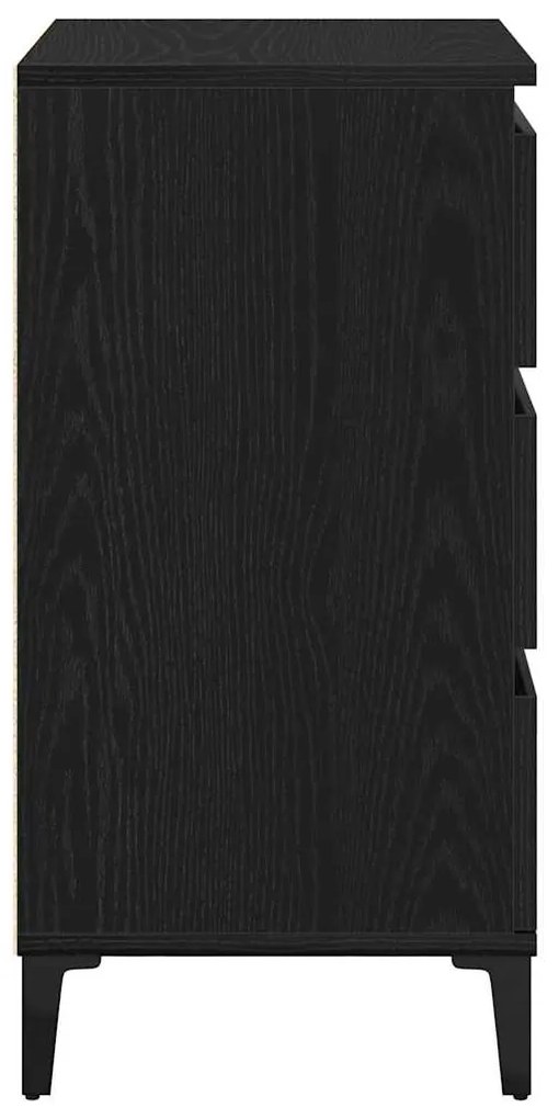 Cabeceira de noite vidaXL Preto Carvalho 40x35x70 cm Madeira do engend