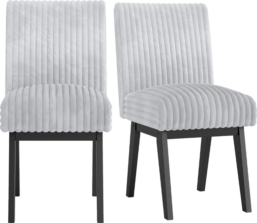 Conjunto de 2 cadeiras de jantar e cozinha (MESA NÃO INCLUIDA) , estofadas em tecido, assento e encosto acolchoados, pernas em madeira e borracha pret