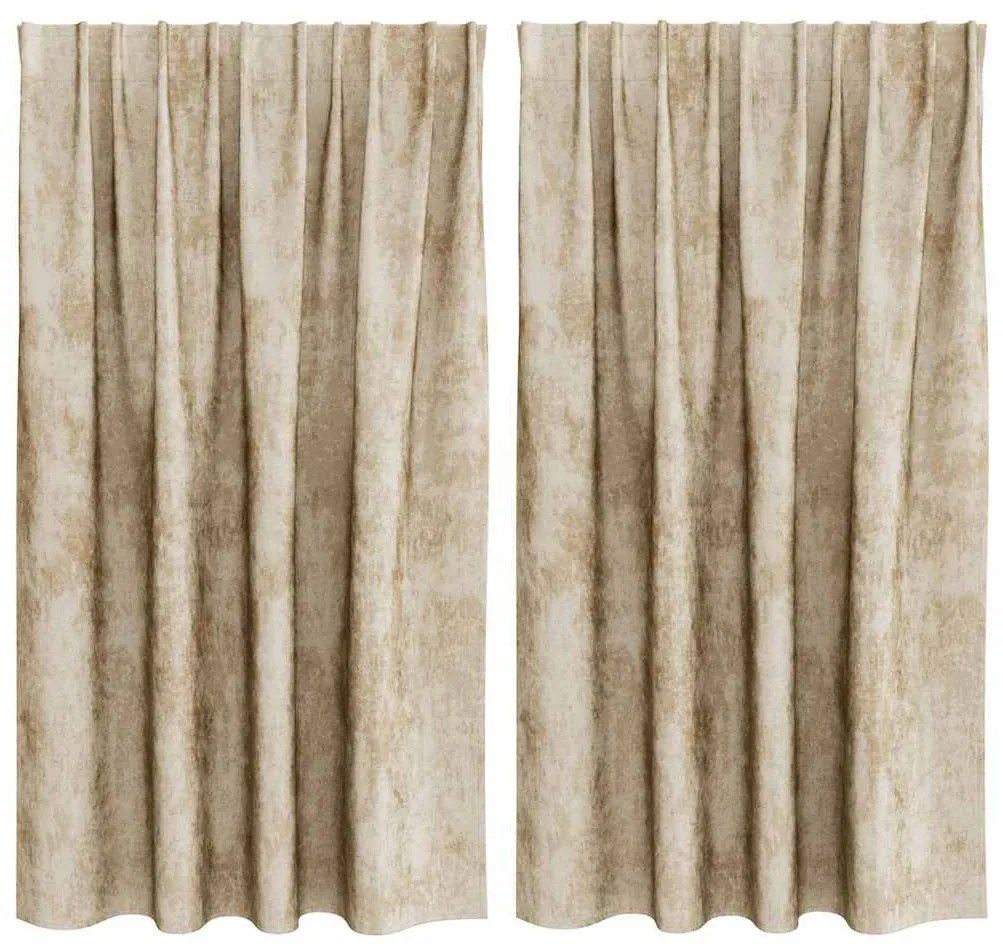 Cortinas de Veludo 2 peças com Ilhós Creme 140x140 cm