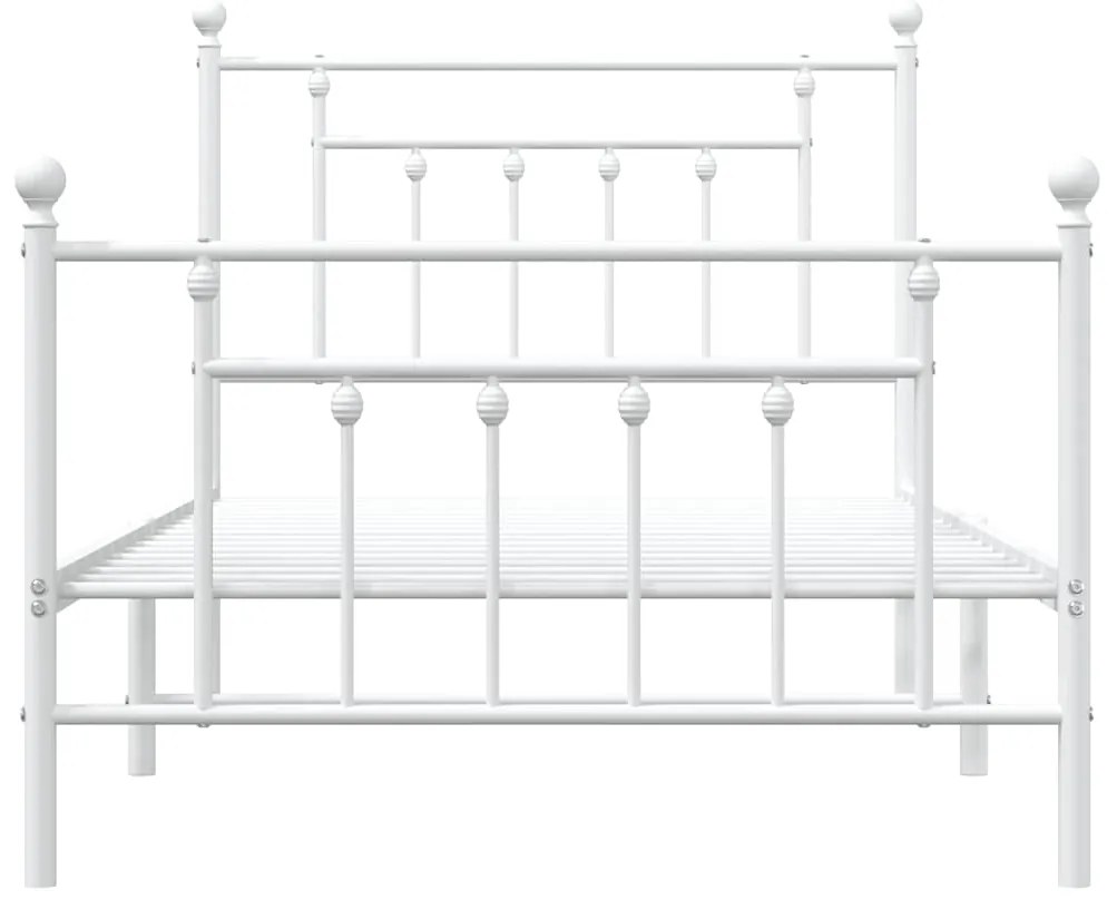 Estrutura de cama com cabeceira e pés 100x190 cm metal branco