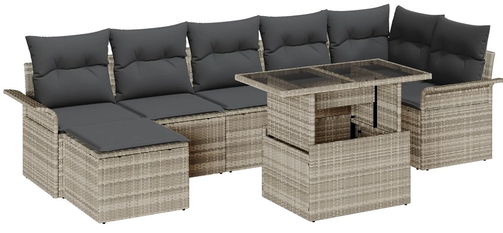 Conjunto de Sofá de Jardim vidaXL com Almofadas Cinza Claro Rattan Pol