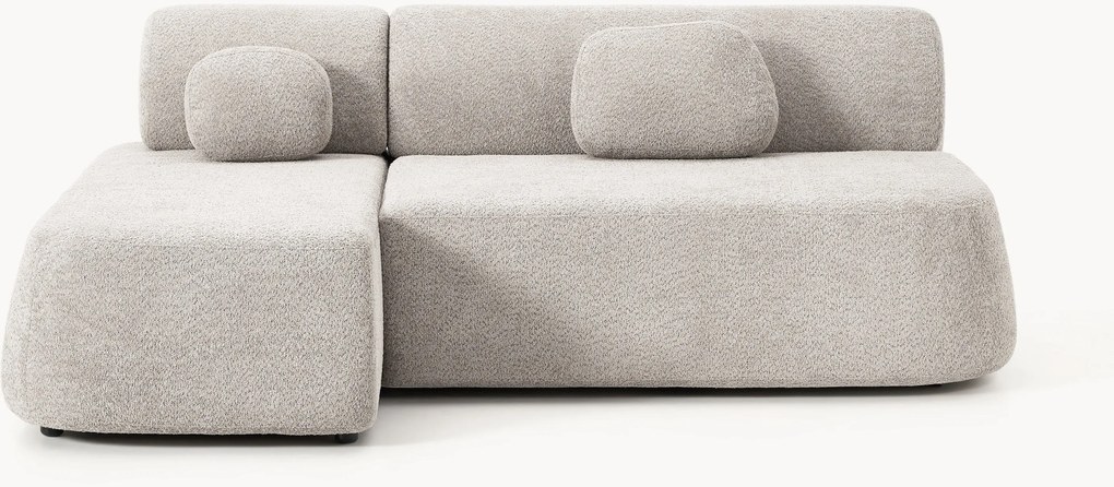 Sofá-cama de canto em teddy-bouclé com arrumação Pao