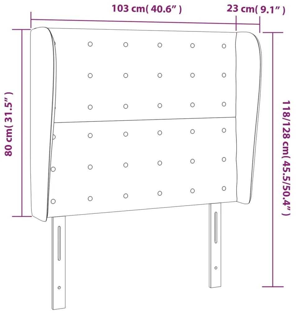 Cabeceira cama abas tecido 103x23x118/128 cm cinza-acastanhado