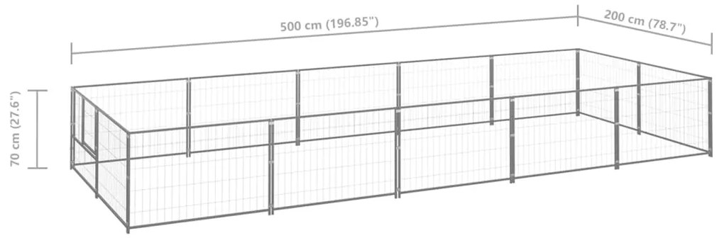 Canil para cães 10 m² aço prateado
