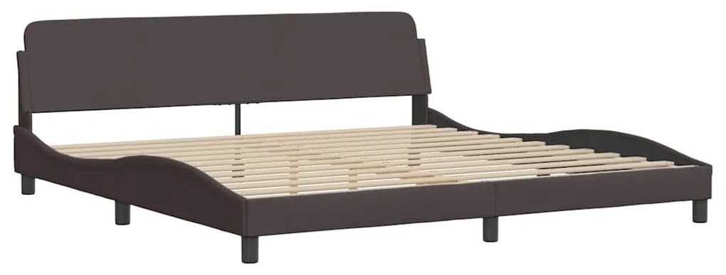 Estrutura de cama sem colchão 200x200 cm tecido castanho-escuro