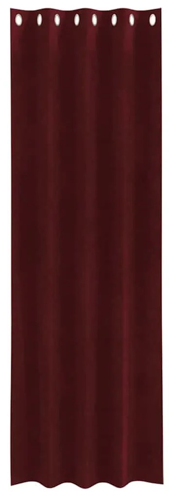 Cortinas Blackout vidaXL com Ilhós 2 pcs Vermelho Bordô Veludo