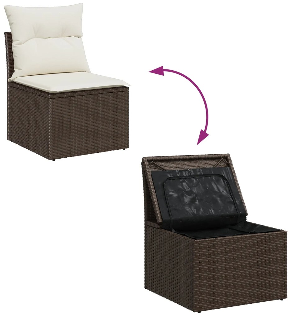 Conjunto de Sofás de Jardim de 6 Peças com Almofadas Rattan Polido Cas